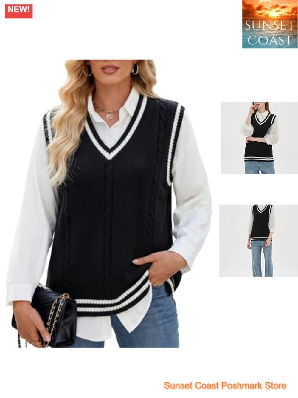 Gihuo Sweater Vest V Neck Sleeveless Knitted Pullover School Uniform